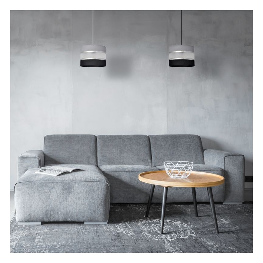 Suspension filaire HELEN 1xE27/15W/230V diam. 20 cm noir/gris/argent