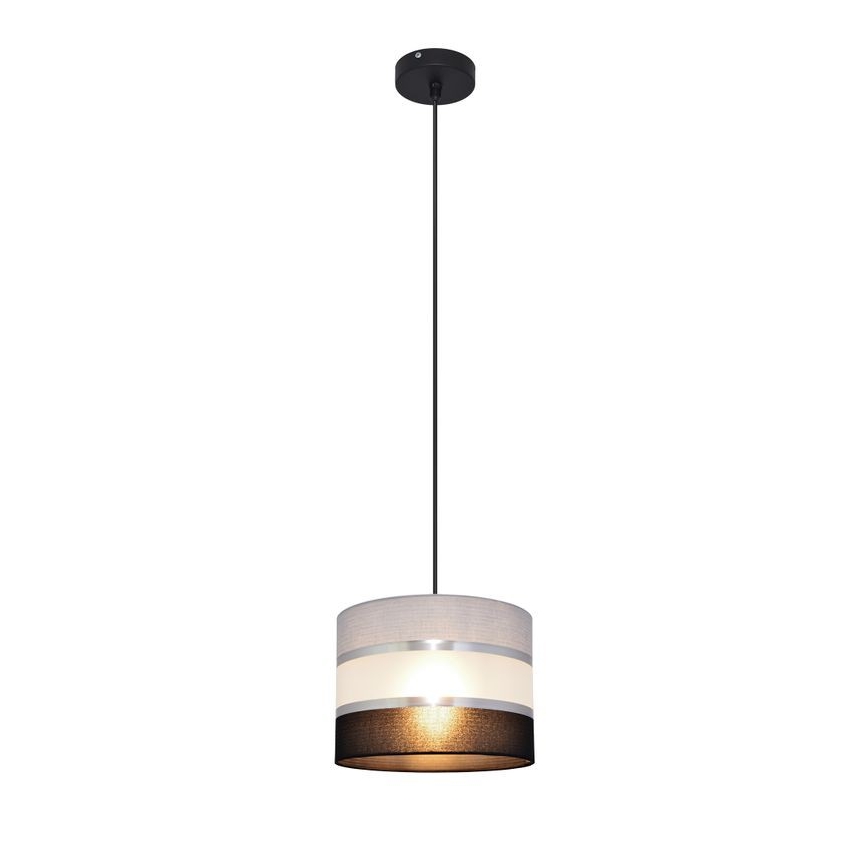 Suspension filaire HELEN 1xE27/15W/230V diam. 20 cm noir/gris/argent