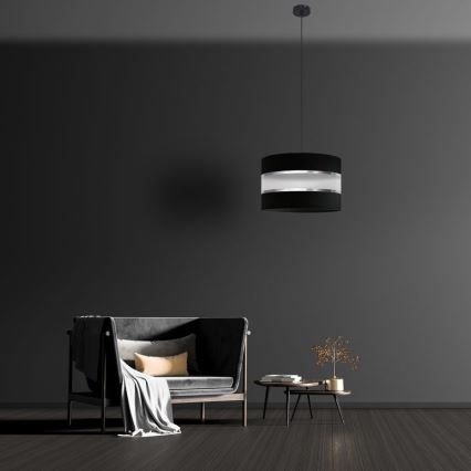 Suspension filaire HELEN 1xE27/15W/230V diam. 35 cm noir/argent