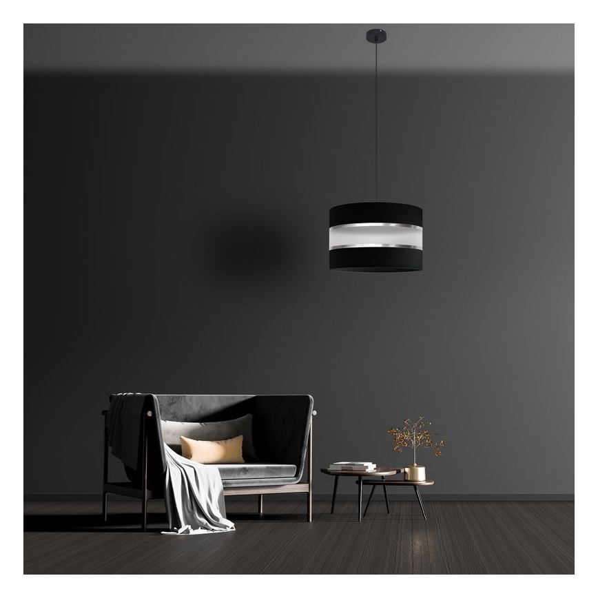 Suspension filaire HELEN 1xE27/15W/230V diam. 35 cm noir/argent