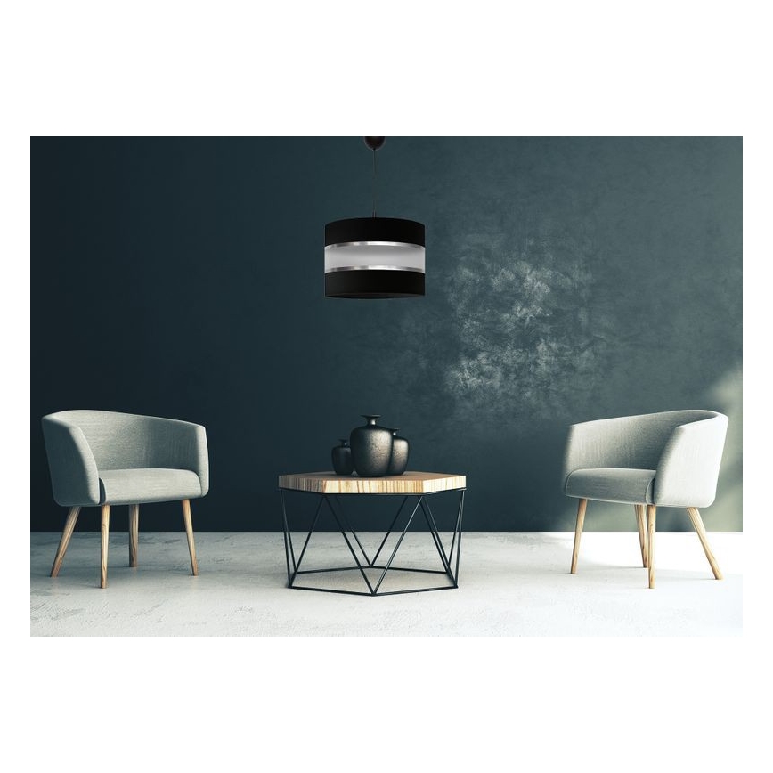 Suspension filaire HELEN 1xE27/15W/230V diam. 35 cm noir/argent
