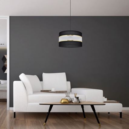 Suspension filaire HELEN 1xE27/15W/230V diam. 35 cm noir/doré