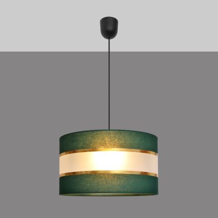 Suspension filaire HELEN 1xE27/15W/230V diam. 35 cm vert/doré