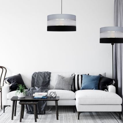 Suspension filaire HELEN 1xE27/15W/230V diam. 40 cm noir/gris/argent