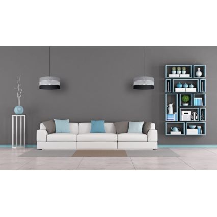 Suspension filaire HELEN 1xE27/15W/230V diam. 40 cm noir/gris/argent