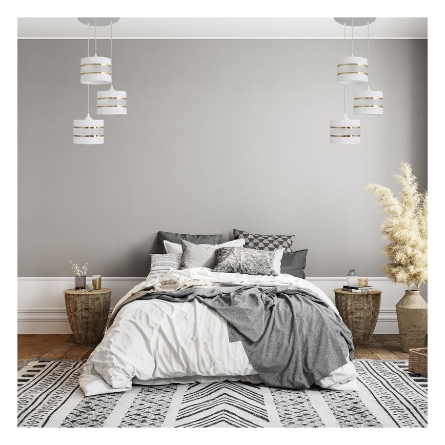 Suspension filaire HELEN 3xE27/15W/230V blanc/doré