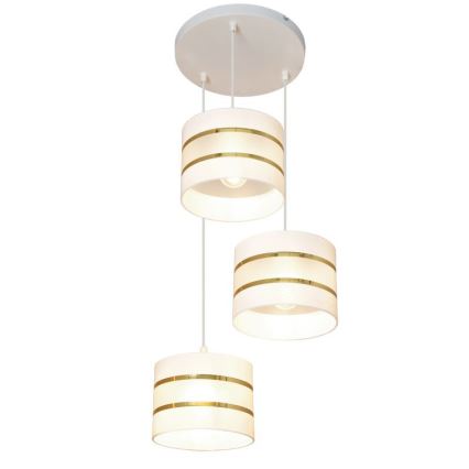 Suspension filaire HELEN 3xE27/15W/230V blanc/doré