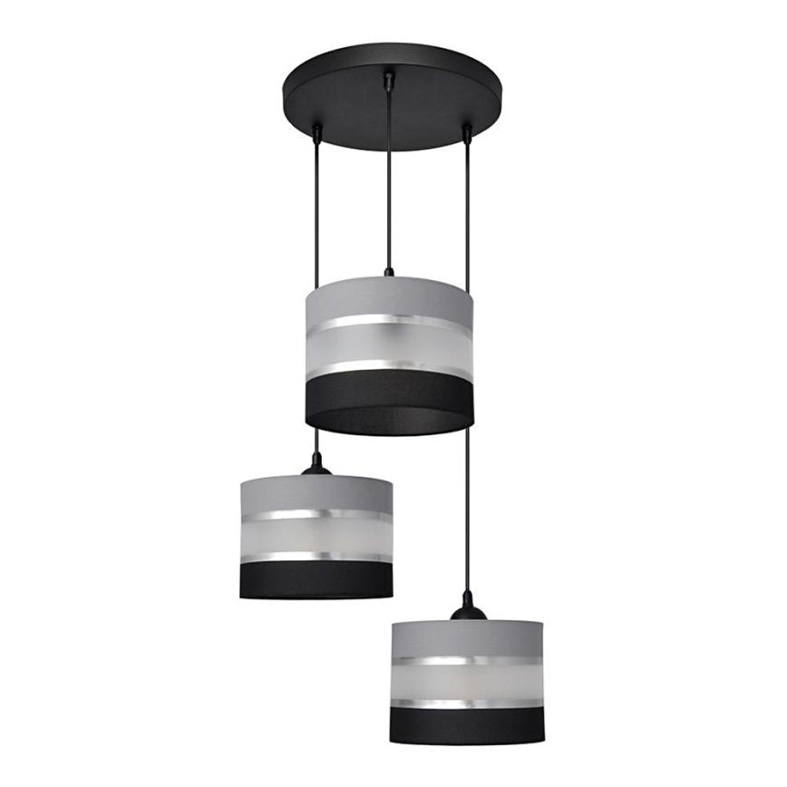 Suspension filaire HELEN 3xE27/15W/230V noir/gris/argent