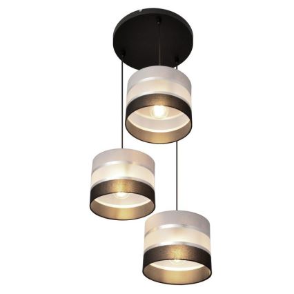 Suspension filaire HELEN 3xE27/15W/230V noir/gris/argent