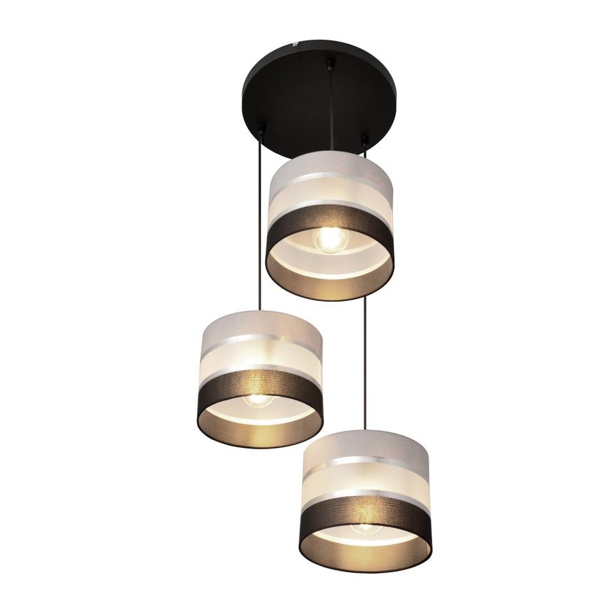 Suspension filaire HELEN 3xE27/15W/230V noir/gris/argent
