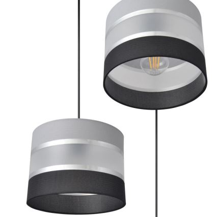 Suspension filaire HELEN 3xE27/15W/230V noir/gris/argent