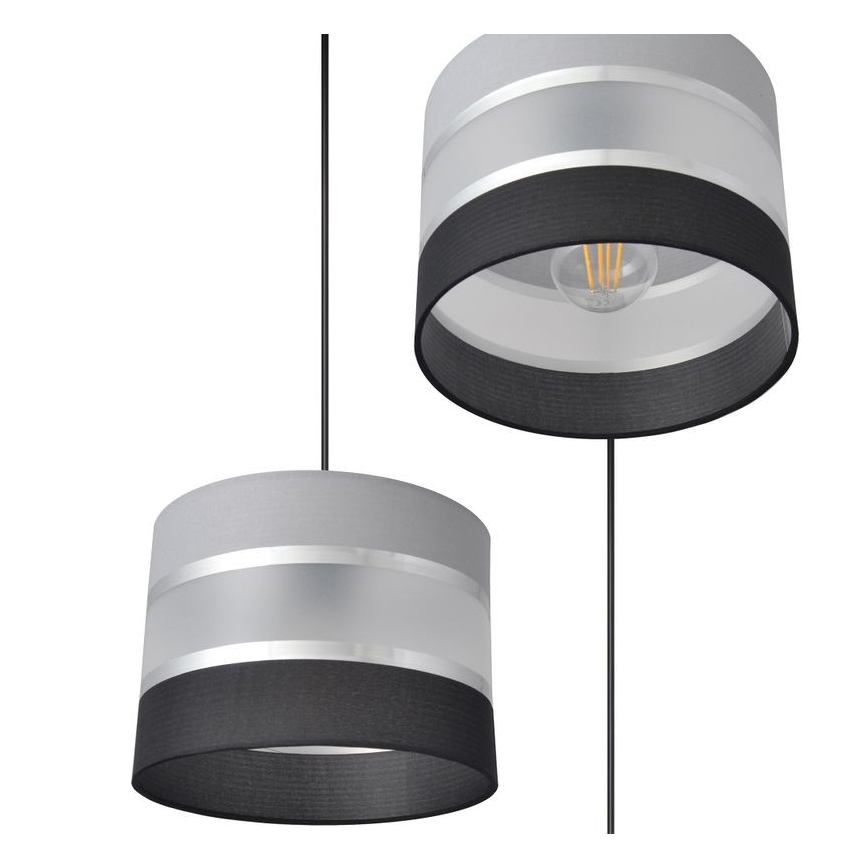 Suspension filaire HELEN 3xE27/15W/230V noir/gris/argent