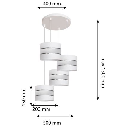Suspension filaire HELEN 4xE27/15W/230V blanche