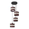 Suspension filaire HELEN 4xE27/15W/230V marron/noir/doré