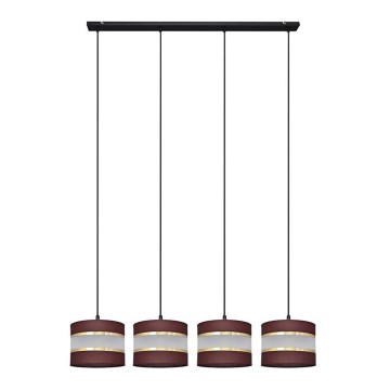 Suspension filaire HELEN 4xE27/15W/230V marron/noir/doré