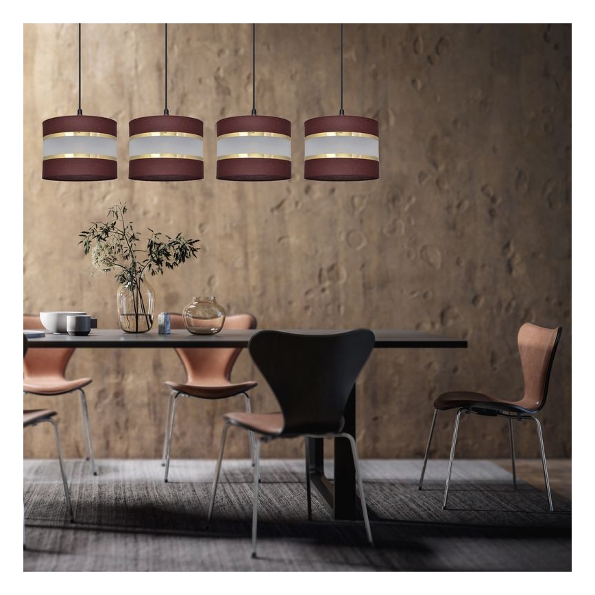 Suspension filaire HELEN 4xE27/15W/230V marron/noir/doré