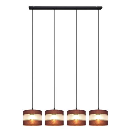 Suspension filaire HELEN 4xE27/15W/230V marron/noir/doré