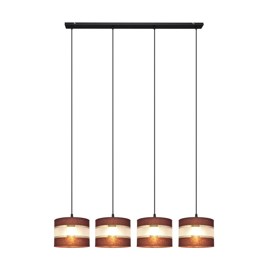 Suspension filaire HELEN 4xE27/15W/230V marron/noir/doré
