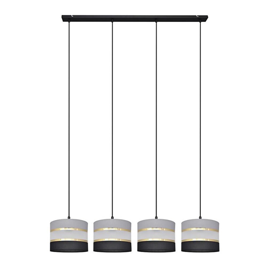 Suspension filaire HELEN 4xE27/15W/230V noir/gris/doré