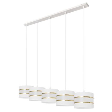 Suspension filaire HELEN 5xE27/15W/230V blanc/doré