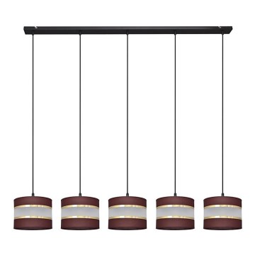 Suspension filaire HELEN 5xE27/15W/230V marron/noir/doré