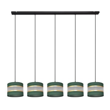 Suspension filaire HELEN 5xE27/15W/230V vert/doré