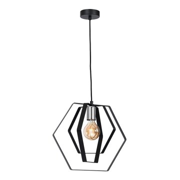 Suspension filaire HEXAGON 1xE27/60W/230V noir/chrome brillant
