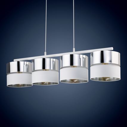 Suspension filaire HILTON 4xE27/15W/230V blanche/chrome