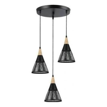 Suspension filaire HIRA 3xE27/60W/230V d. 40 cm noir