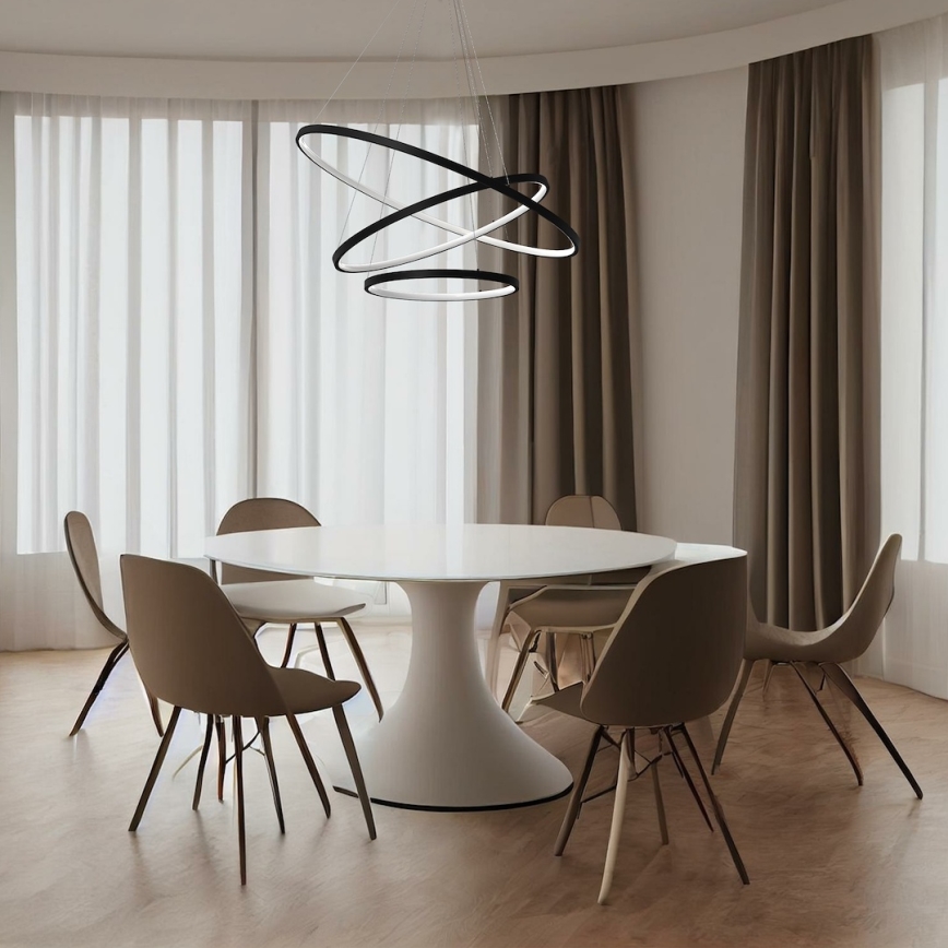 Suspension filaire HOOP LED/93W/230V d. 80 cm 4000K noir