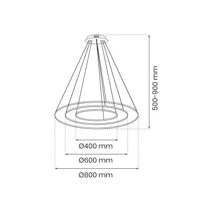 Suspension filaire HOOP LED/93W/230V d. 80 cm 4000K noir