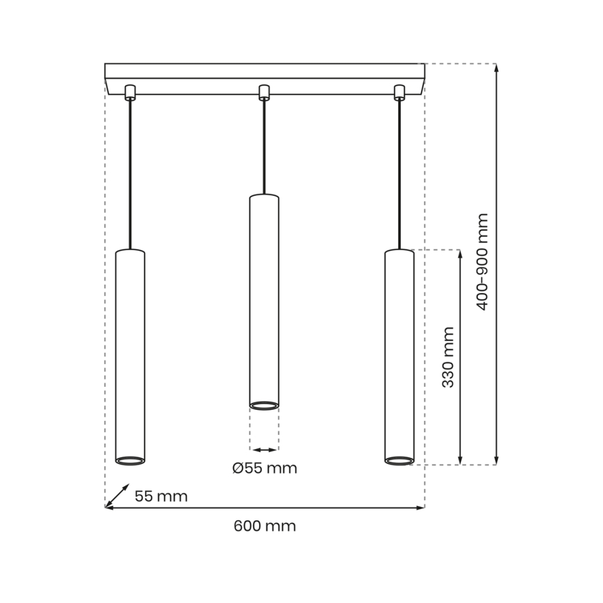 Suspension filaire HUDSON 3xGU10/8W/230V noir