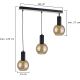 Suspension filaire JANTAR WOOD 3xE27/60W/230V