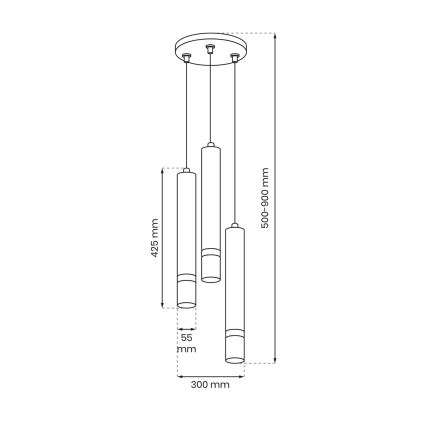 Suspension filaire JOKER 3xGU10/8W/230V blanc/chrome brillant