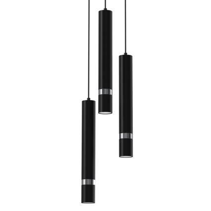 Suspension filaire JOKER 3xGU10/8W/230V noir/chrome brillant