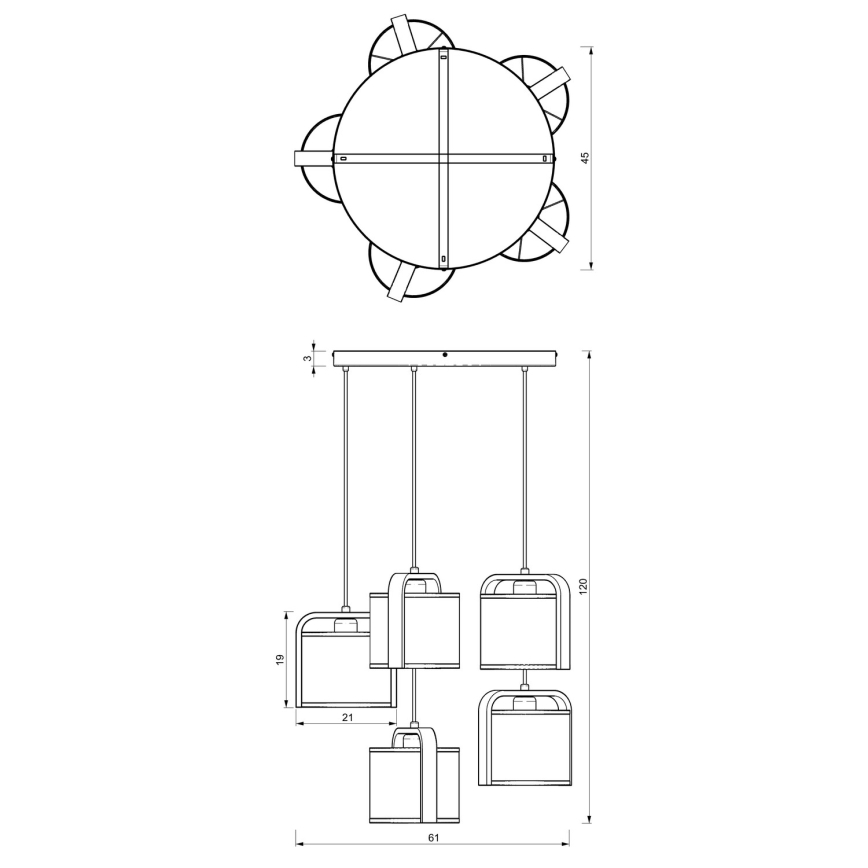 Suspension filaire JONKO 5xE27/60W/230V