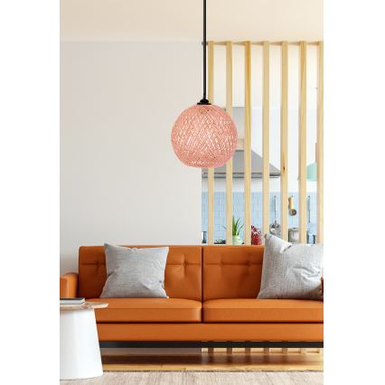 Suspension filaire JUTE 1xE27/60W/230V rose