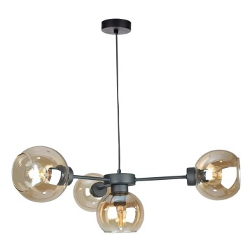 Suspension filaire KALIOPE 4xE27/60W/230V noir/fumé beige