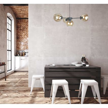 Suspension filaire KALIOPE 4xE27/60W/230V noir/fumé beige