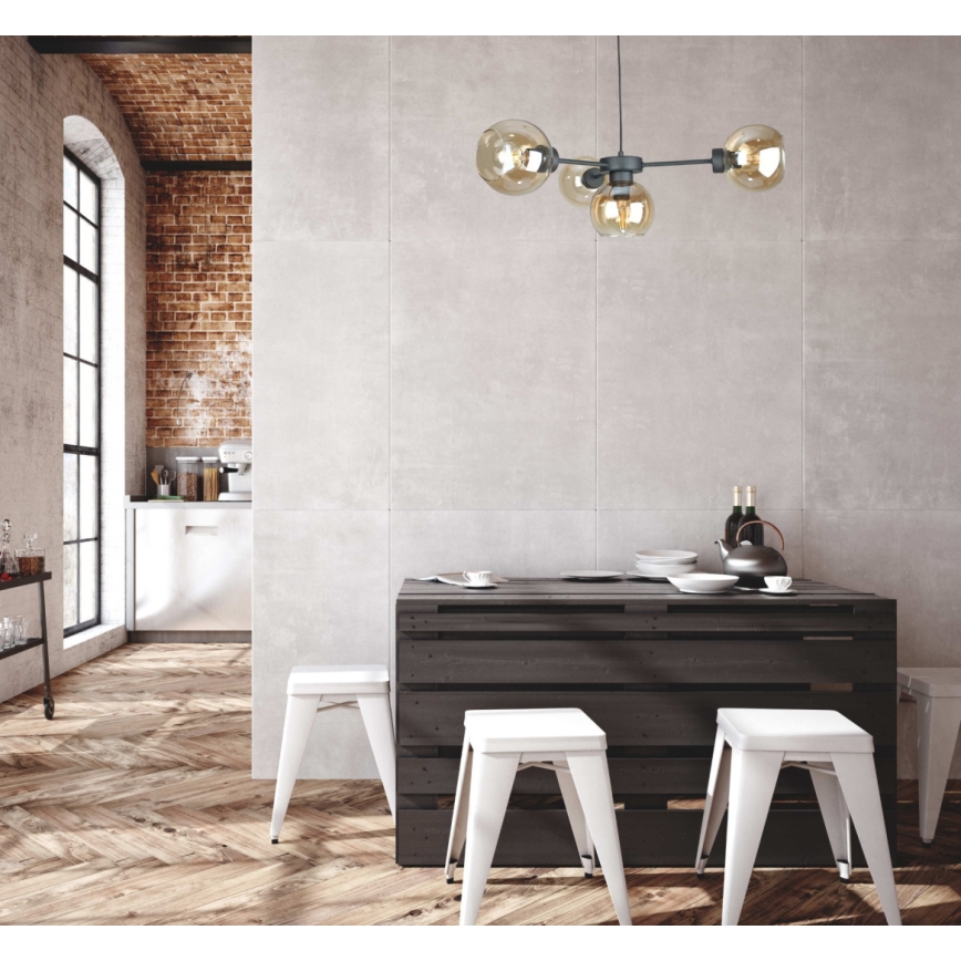 Suspension filaire KALIOPE 4xE27/60W/230V noir/fumé beige