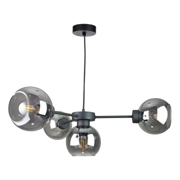 Suspension filaire KALIOPE 4xE27/60W/230V noir/fumé noir