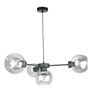 Suspension filaire KALIOPE 4xE27/60W/230V noir/transparent