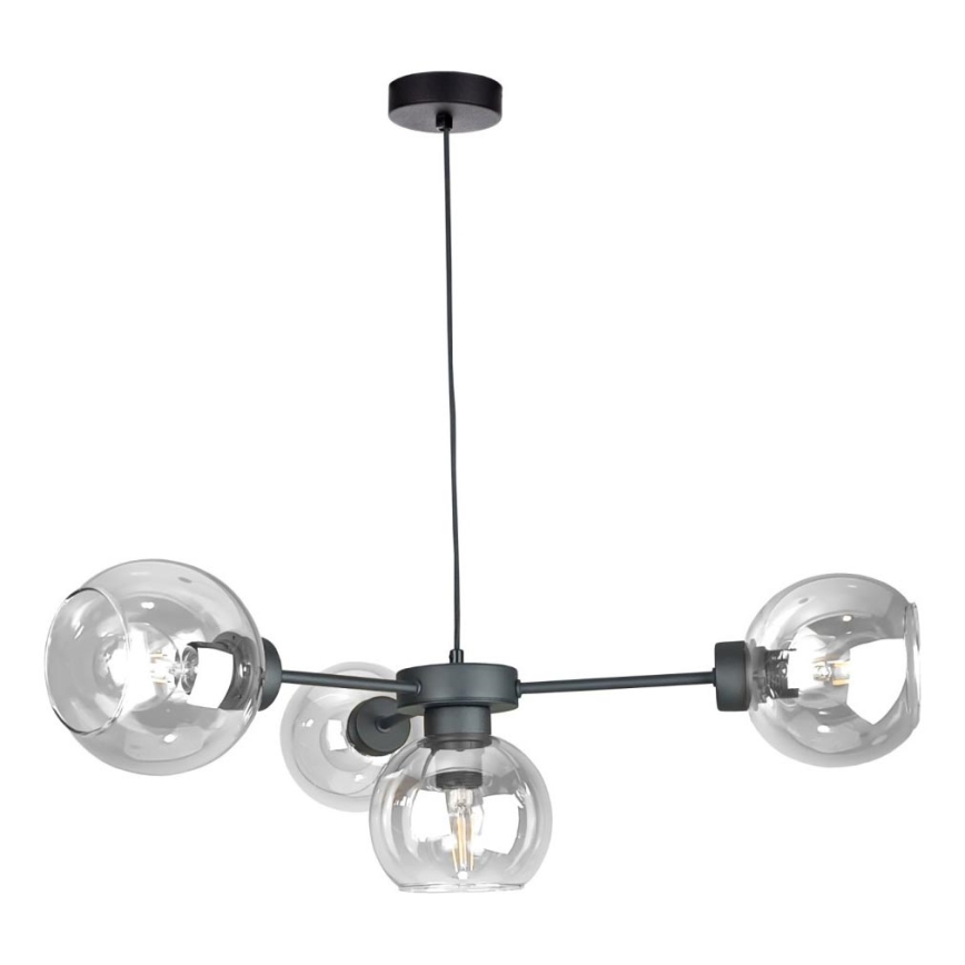 Suspension filaire KALIOPE 4xE27/60W/230V noir/transparent