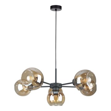 Suspension filaire KALIOPE 6xE27/60W/230V noir/fumé beige
