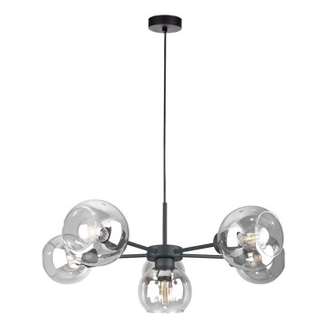 Suspension filaire KALIOPE 6xE27/60W/230V noir/transparent