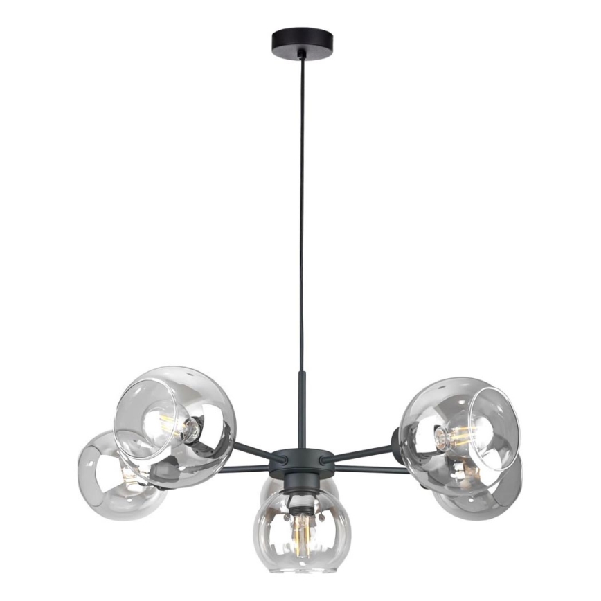 Suspension filaire KALIOPE 6xE27/60W/230V noir/transparent