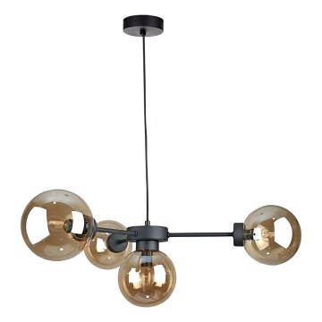 Suspension filaire KALIOPE II 4xE14/50W/230V noir/fumé beige