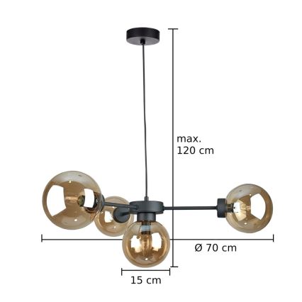 Suspension filaire KALIOPE II 4xE14/50W/230V noir/fumé beige