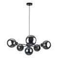 Suspension filaire KALIOPE II 6xE14/50W/230V noir/fumé noir