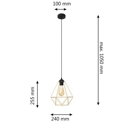 Suspension filaire KARO 1xE27/15W/230V doré/noir